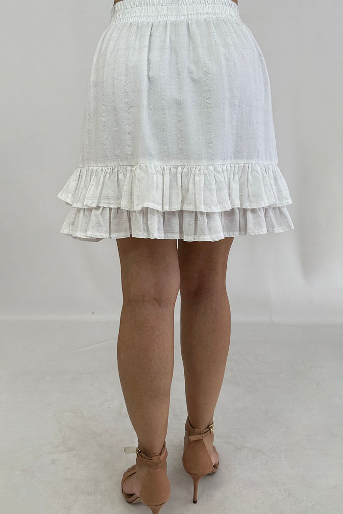 SAIA CURTA LISS OFF WHITE LUREX