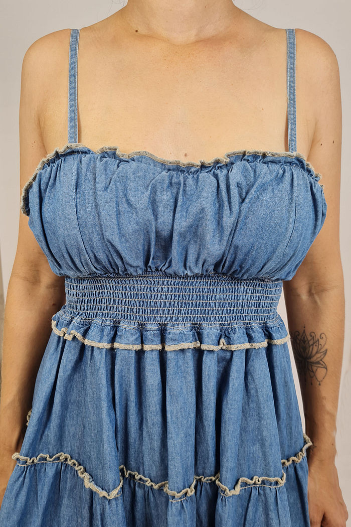 VESTIDO CURTO JEANS BOHO VICTORIA PRETTY GIRL