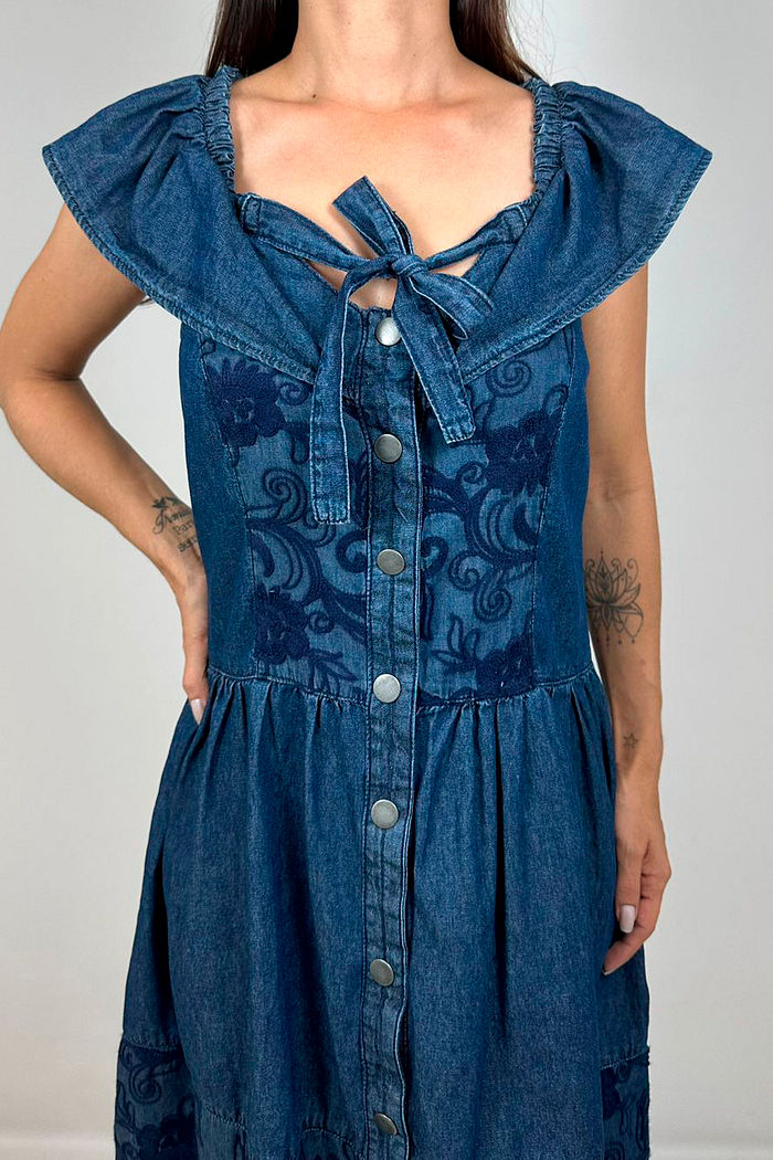 VESTIDO JEANS BORDADO ESCURO