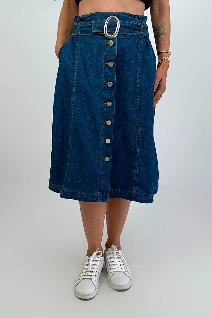 SAIA JEANS MIDI CLOCHARD DEEP BLUE