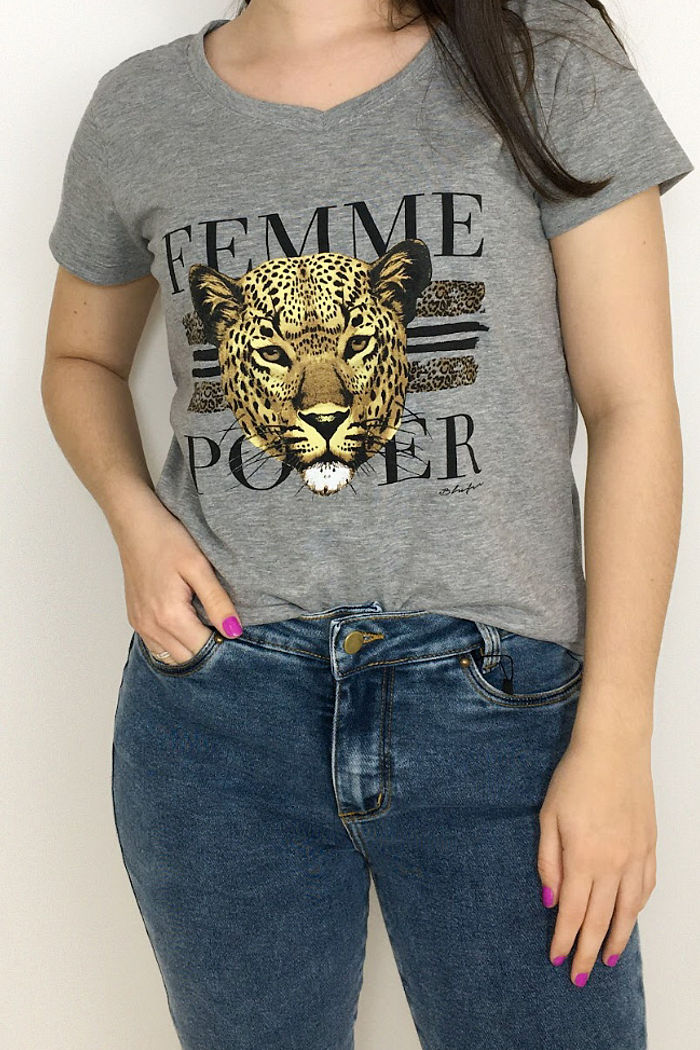 T-shirt Onça Cinza