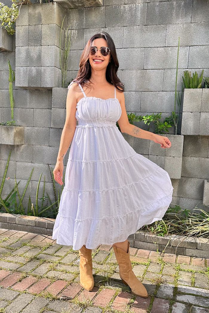 VESTIDO BRANCO MIDI VICTORIA PRETTY GIRL