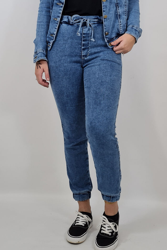 Calça Cande Jeans Moletom Marmorizado