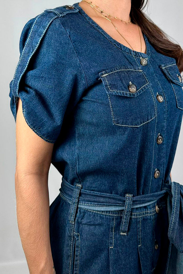 MACACÃO FEMININO JEANS CALÇA COM MARTIGALE