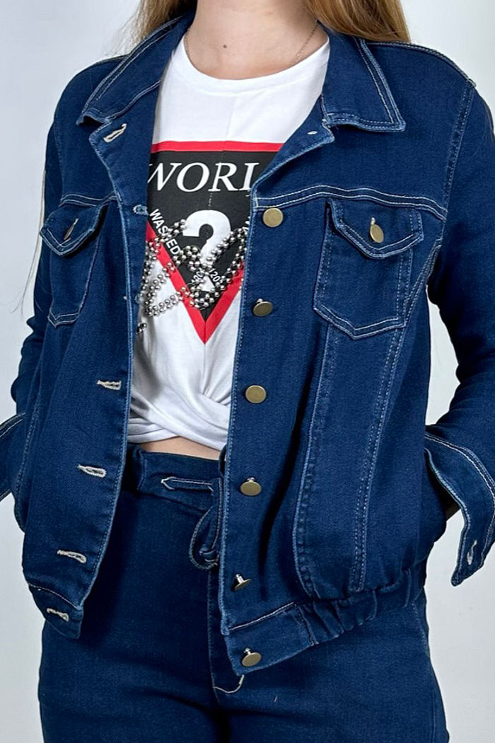 Jaqueta Jeans Cande Moletom Stone