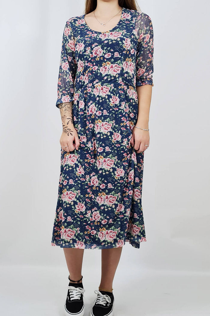 VESTIDO MIDI FLORAL TULE POLLYANNA PRETTY GIRL