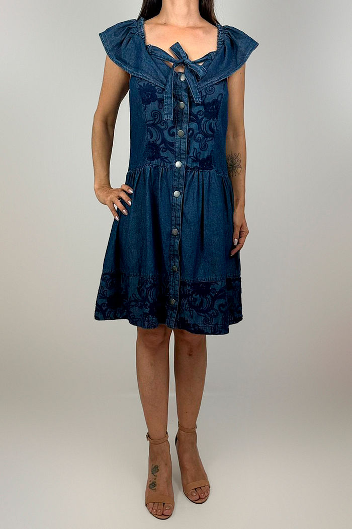 VESTIDO JEANS BORDADO ESCURO