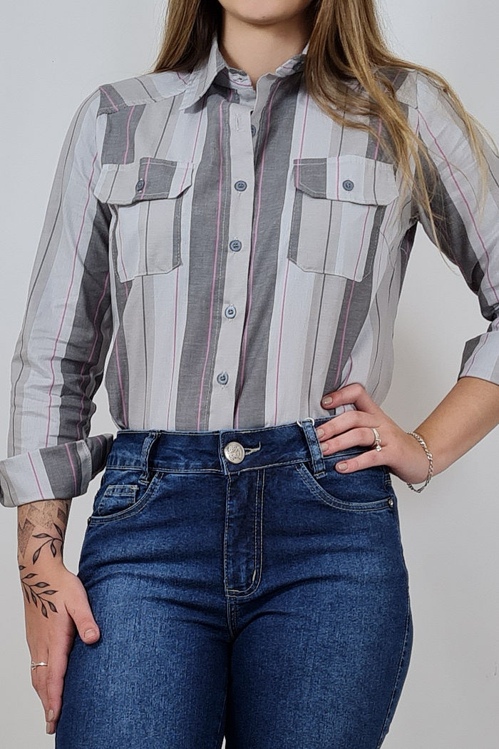 CAMISETE FEMININO CINZA