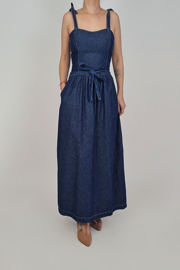 VESTIDO JEANS LONGO CORAL