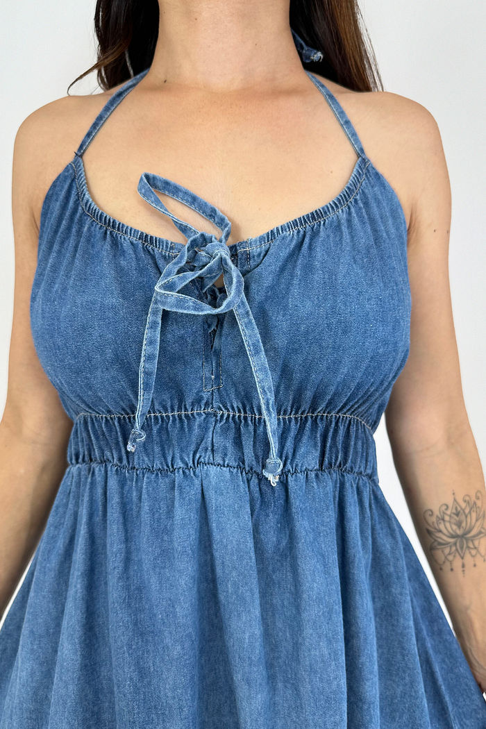 VESTIDO JEANS CURTO BOHO GRETA PRETTY GIRL