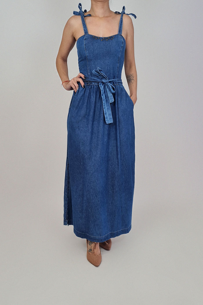 VESTIDO JEANS LONGO CORAL