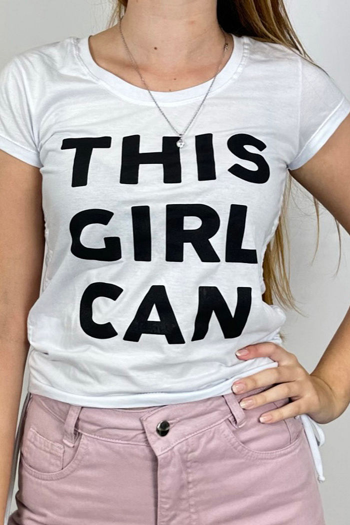 Cropped Branca THIS GIRL CAN Franzido Pretty Girl