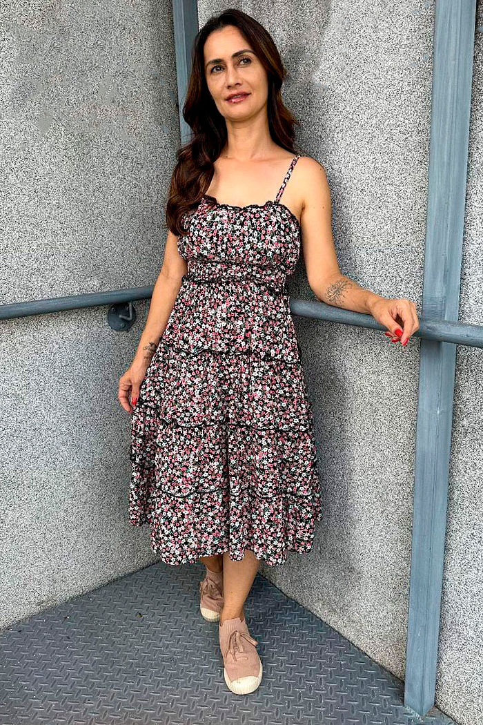 VESTIDO MIDI FLORAL BOHO MARIA