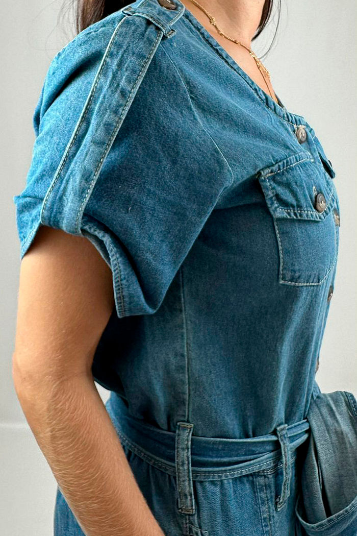 MACACÃO FEMININO JEANS CALÇA COM MARTIGALE