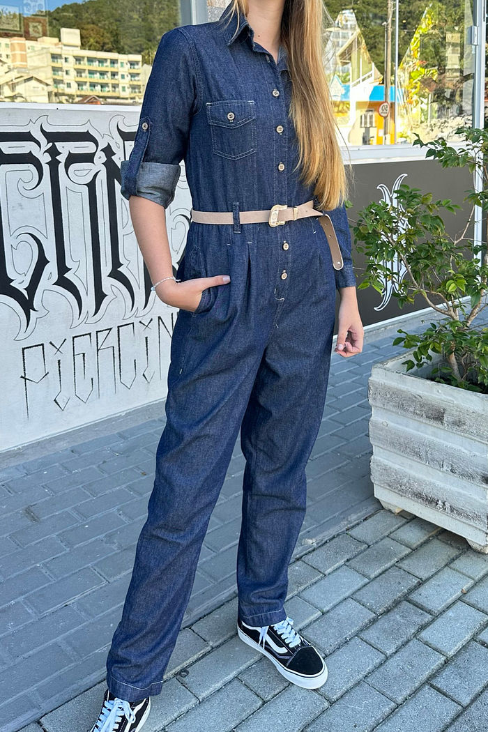 Macacão Jeans Tina Amaciado