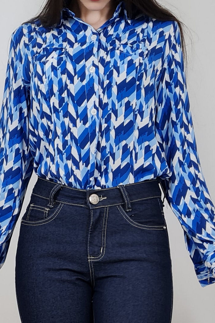 CAMISETE FEMININO ESTAMPADO AZUL