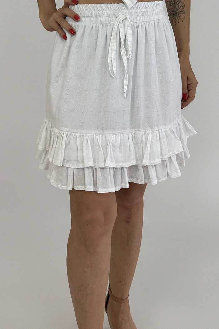 SAIA CURTA LISS OFF WHITE LUREX