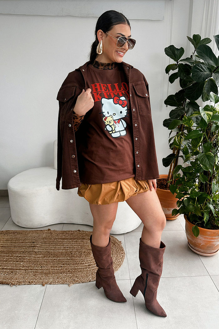 T-SHIRT HELLO KITTY - MARROM