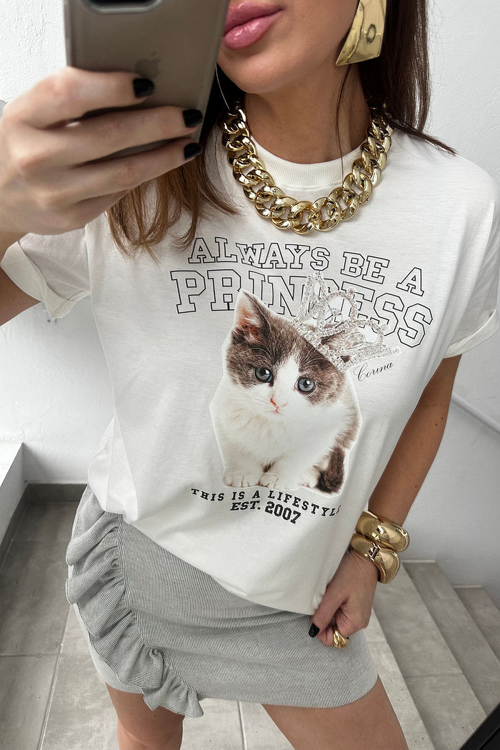 T-Shirt Feminina - Gato Coroa