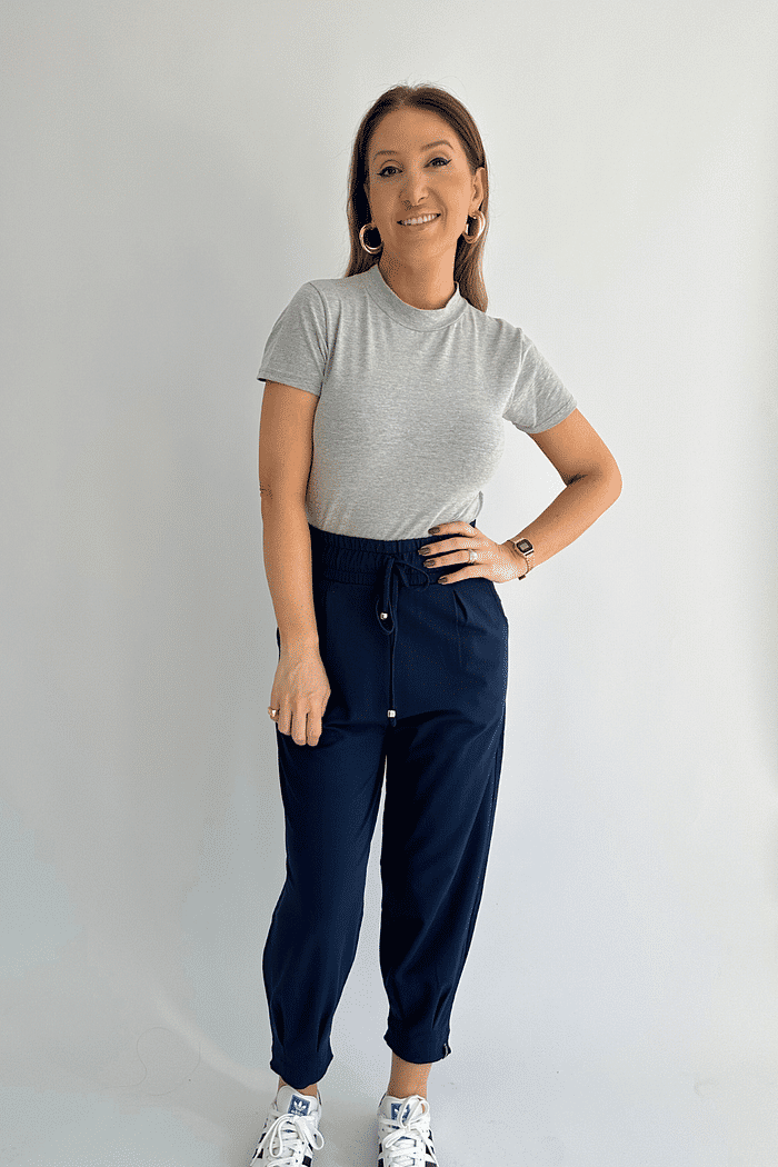 Cropped Básico de Algodão Emily Mescla Medio