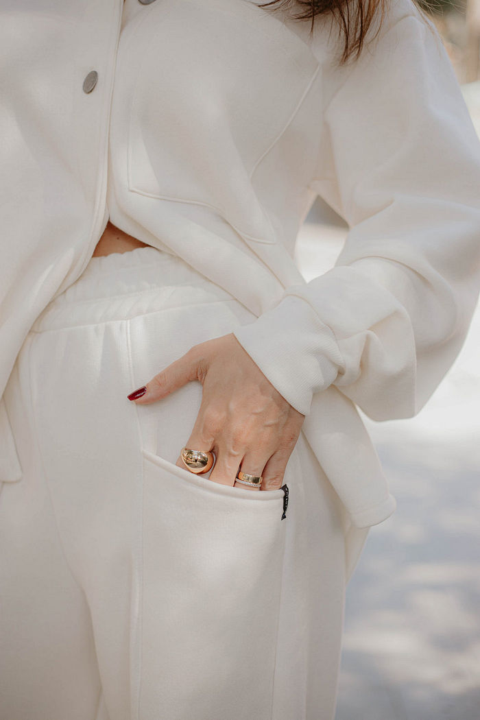 Calça Moletom Wide Leg Feminina Alicia - Off