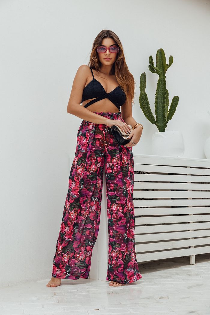 Calça Tela Wide Leg de Praia Tulum