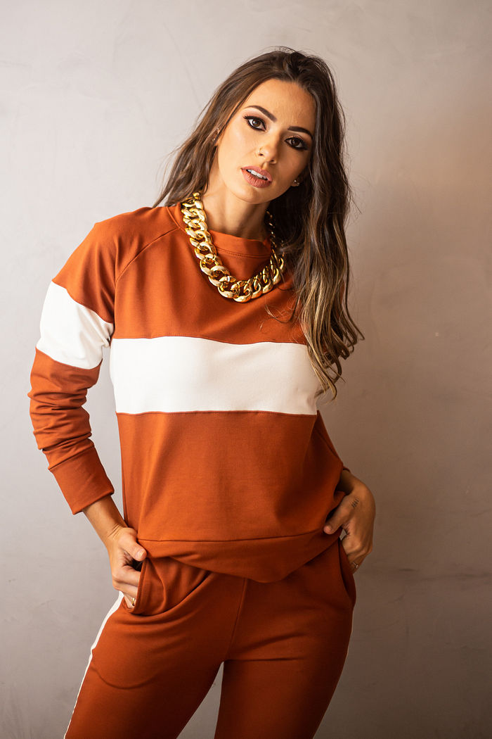 Moletom Feminino Duas Cores com Recorte Vicky