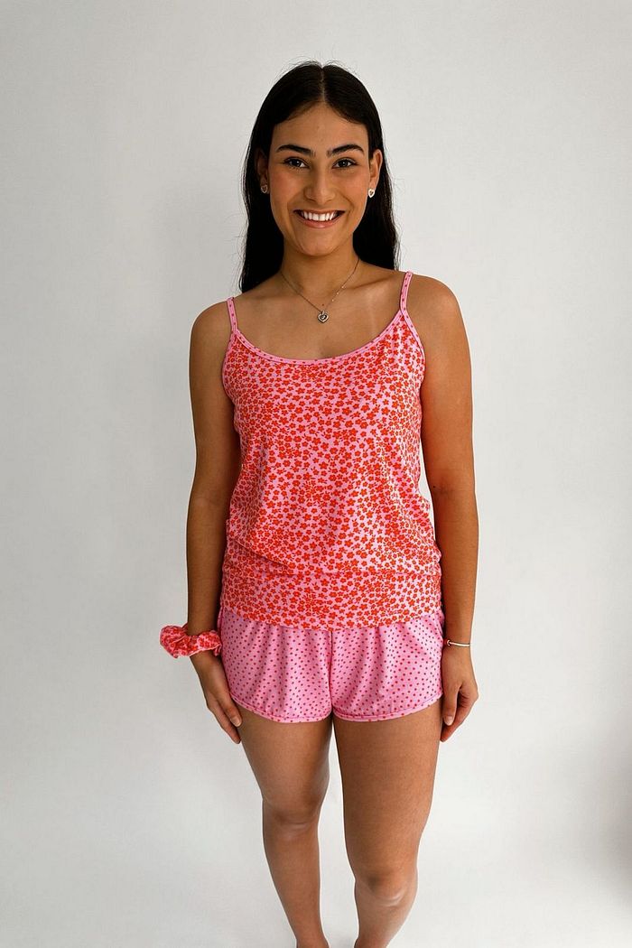 Pijama Feminino Alça com Short - Sonho Astral Rosa