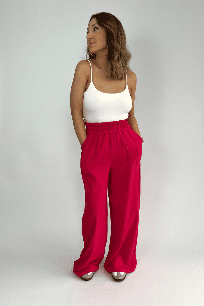 Calça Moletom Wide Leg Feminina Pink Jana
