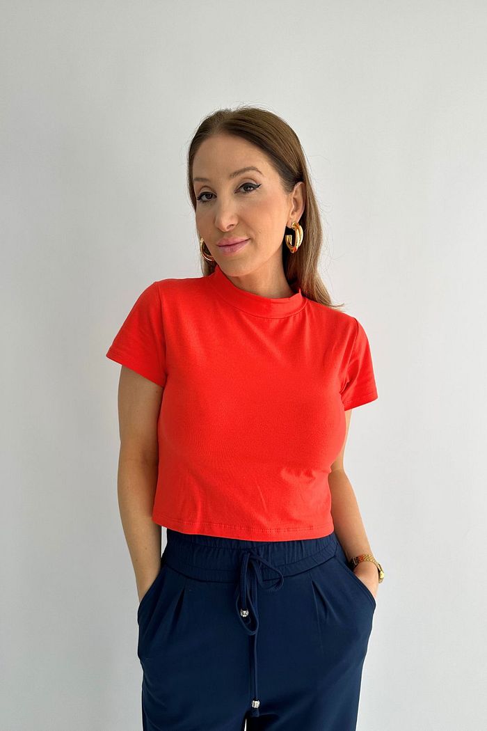 Cropped Básico de Algodão Emily Laranja