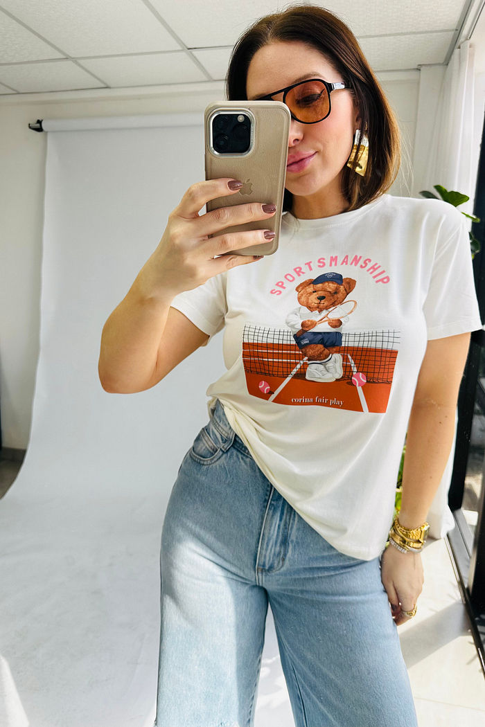 T-Shirt Feminina Tradicional Teddy Play Tennis