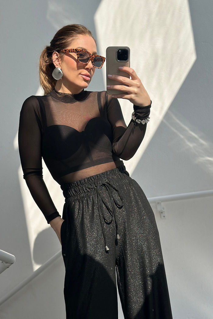 BLUSA TRANSPARENCIA LIA - PRETA