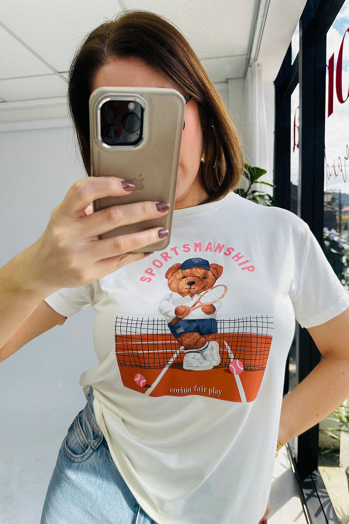 T-Shirt Feminina Tradicional Teddy Play Tennis