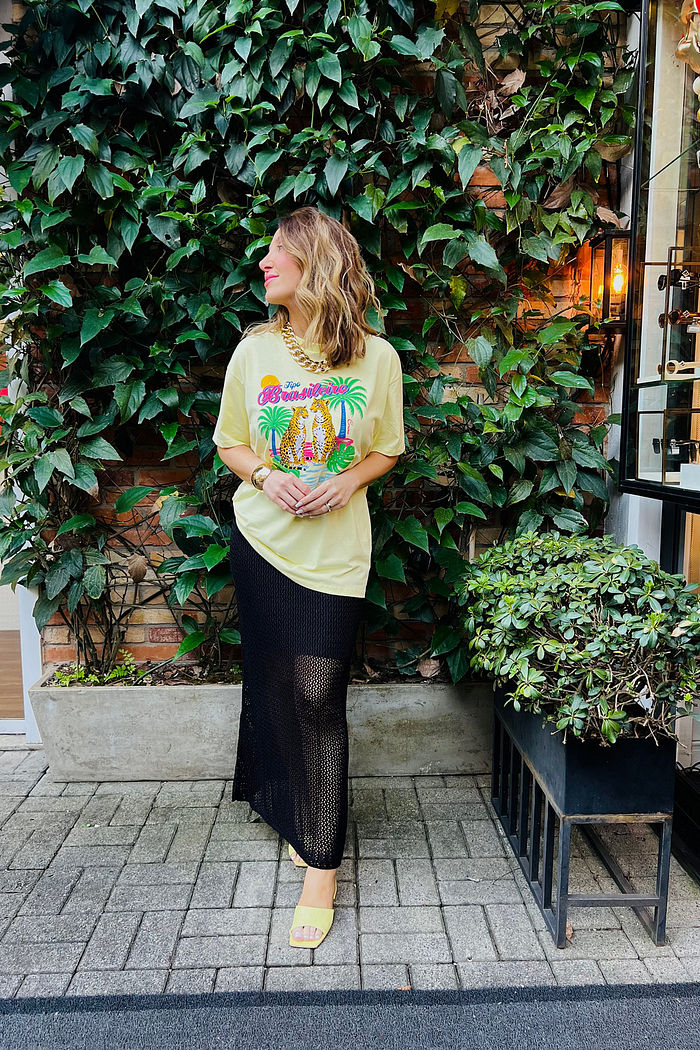 T-Shirt Over Fem Algodão Amaciado Brasileiro Amarelo