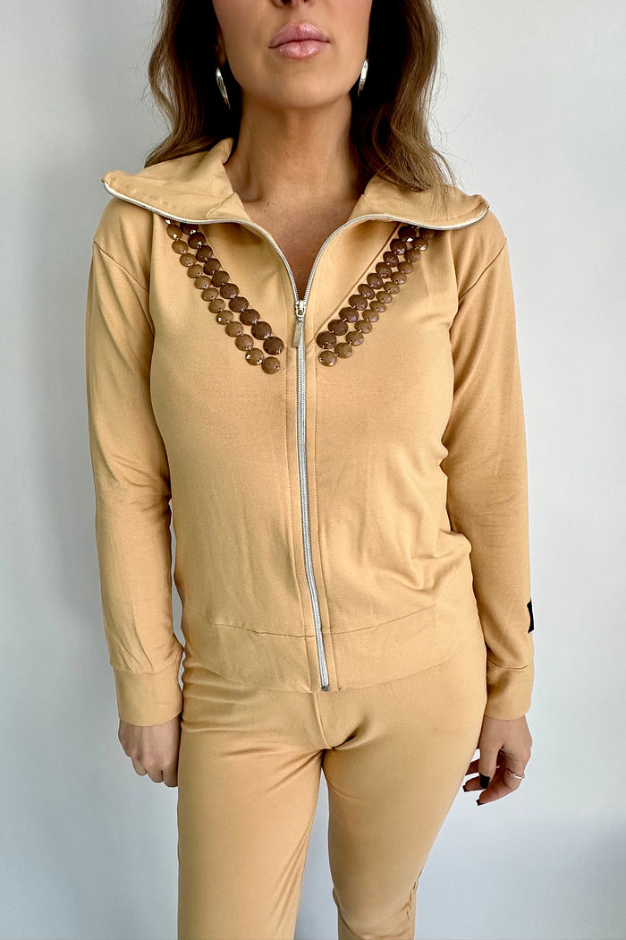 Moletom Feminino com Zíper e Recortes Rebeca