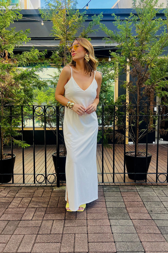 VESTIDO LONGO ALCINHA MALHA MAVIE OFFWHITE