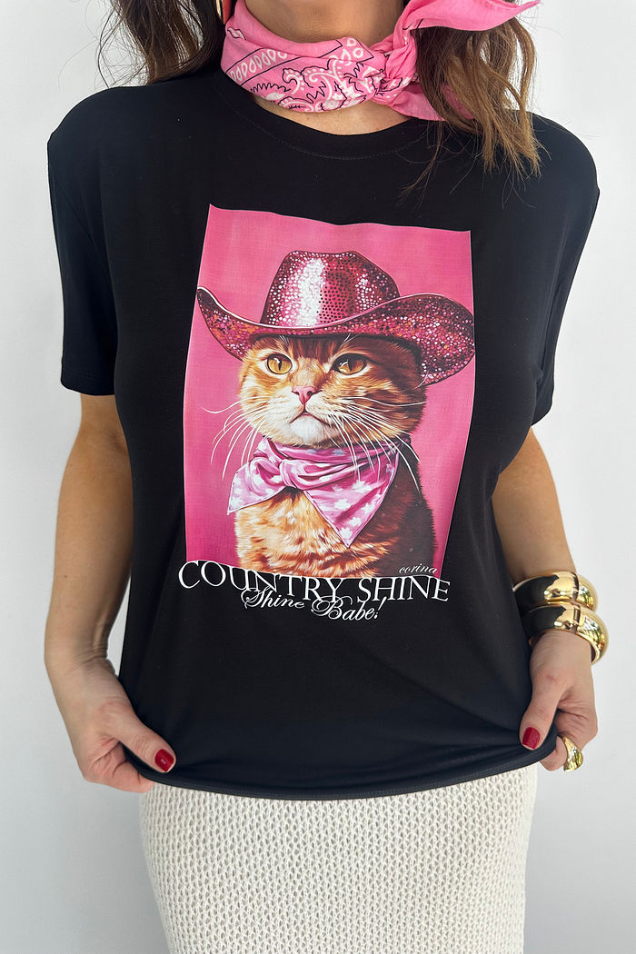 T-Shirt Feminina - Gato Country