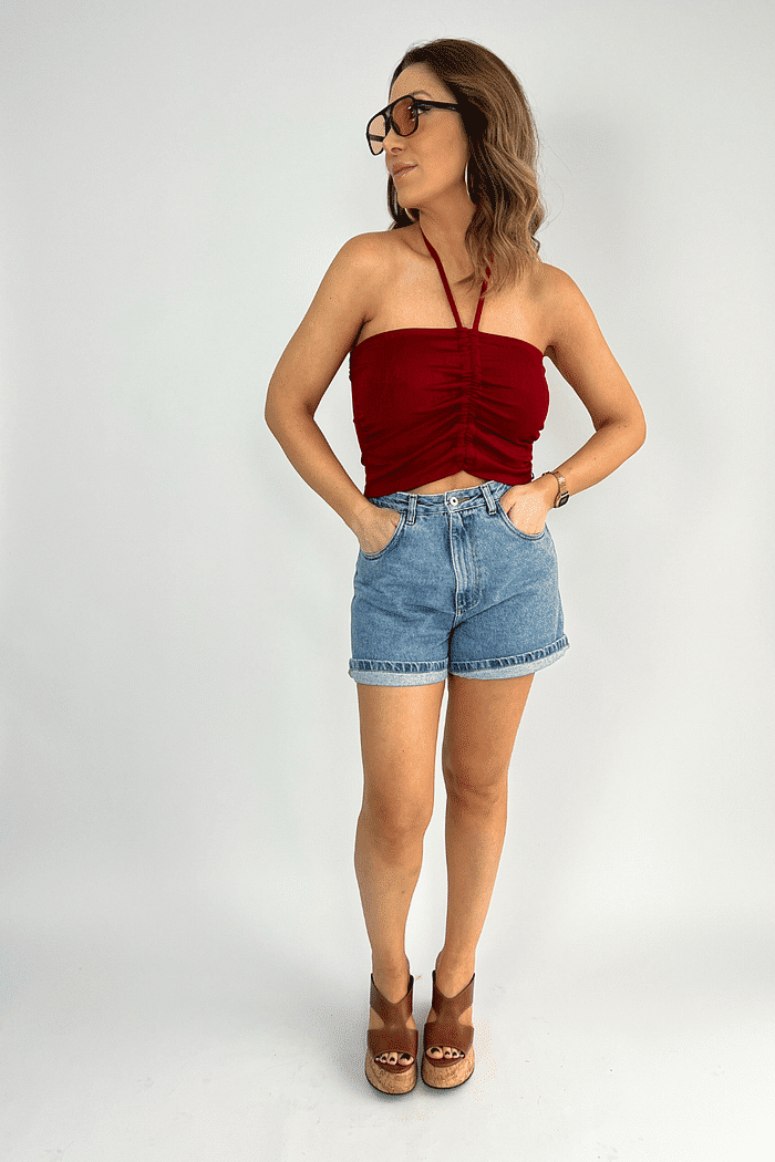 Cropped com Alça Ajustável Daiane Vermelho