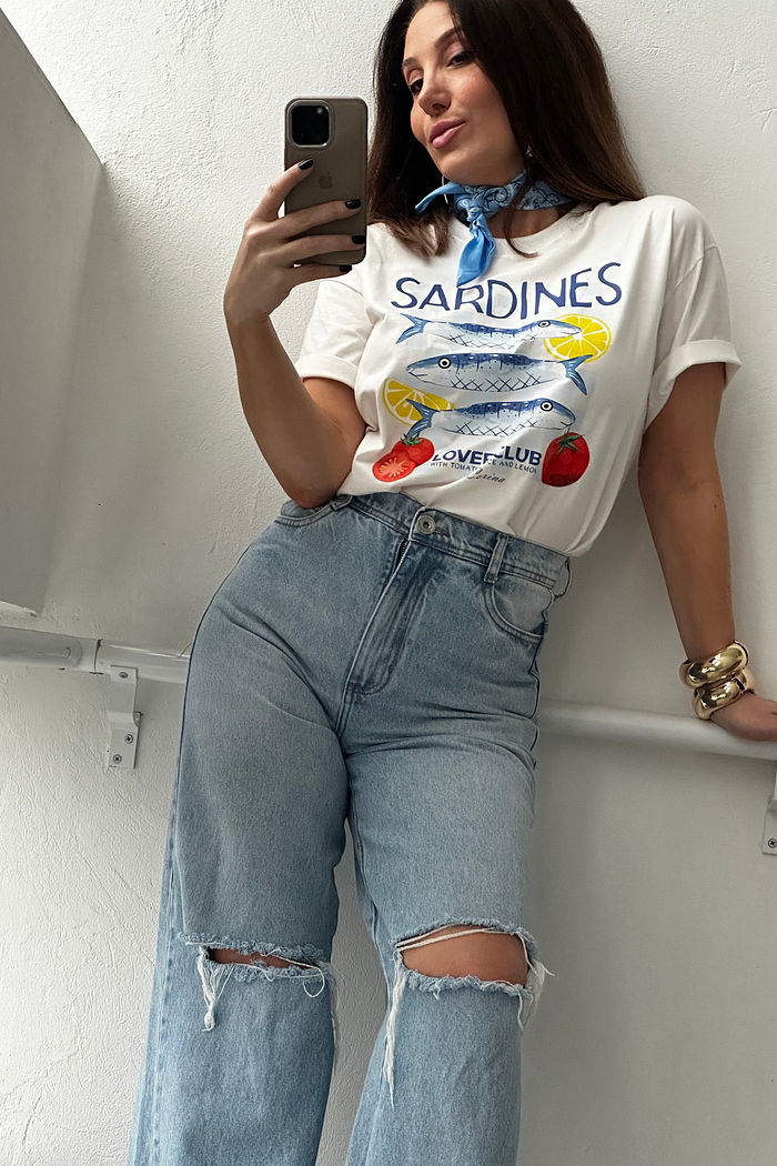 T-Shirt Feminina - Sardines Blue