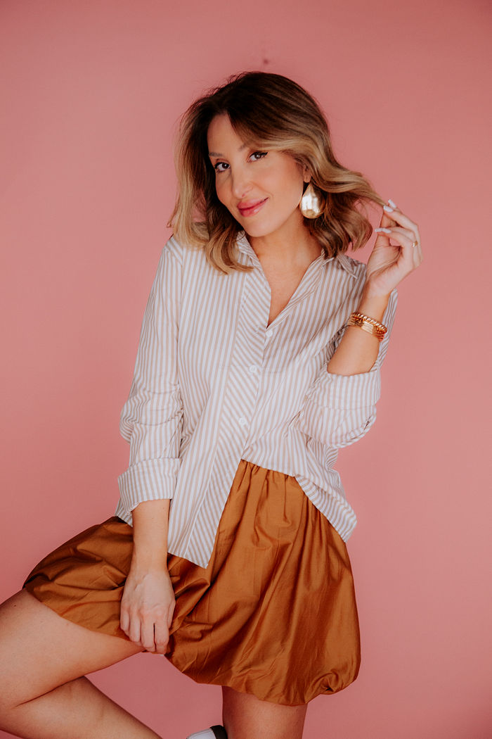 SAIA BALONÊ TRICOLINE BECKY CAMEL