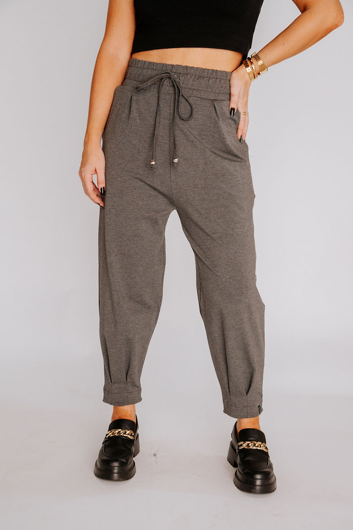 CALÇA MOLETOM ROMANA MESCLA ESCURO