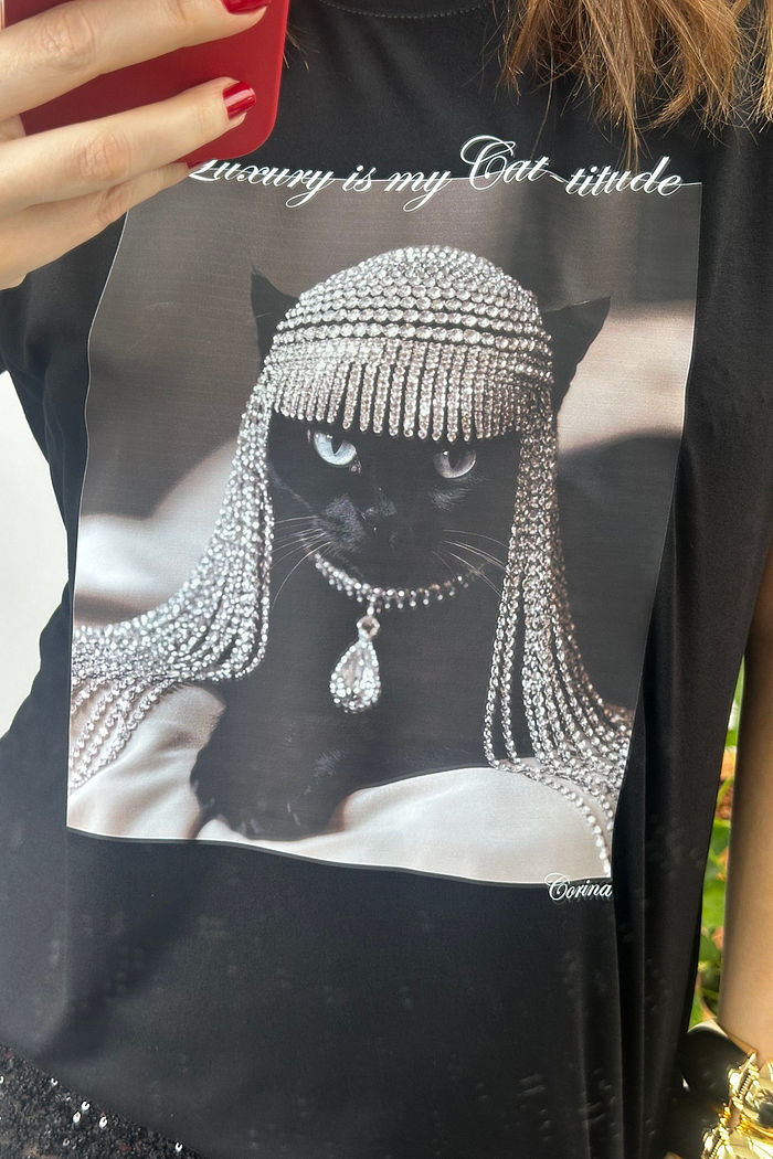 T-Shirt Feminina - Gato Luxury