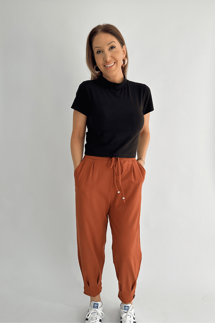 CALÇA MOLETOM ROMANA CARAMELO