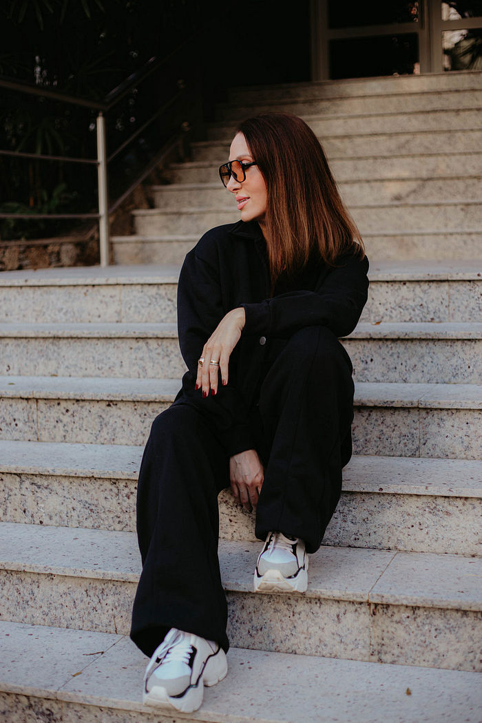 Calça Moletom Wide Leg Feminina Alicia - Preto