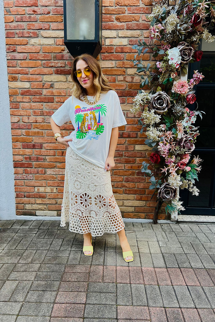 T-Shirt Over Fem Algodão Amaciado Brasileiro Off White