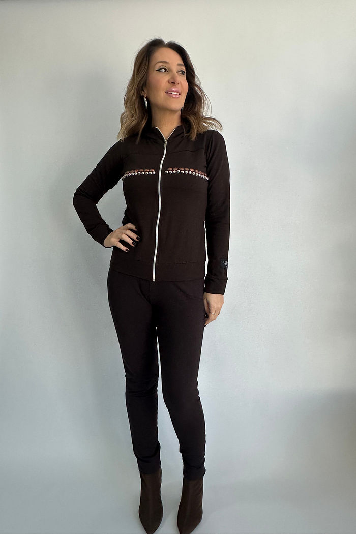 CALÇA MOLETOM BOLSO MARISA MARROM