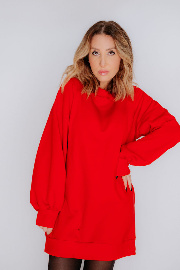 MOLETOM OVER ALONGADO MIKA VERMELHO