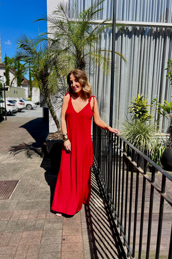 Vestido Longo de Alcinha Helanca Mavie Vermelho