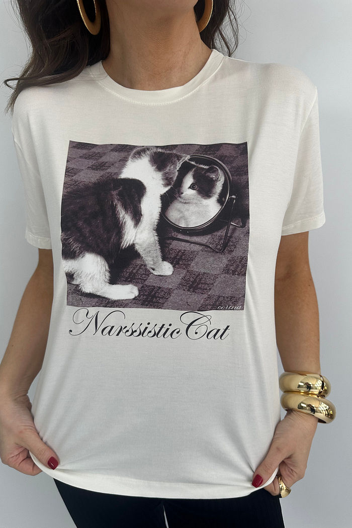 T-Shirt Feminina - Gato Espelho