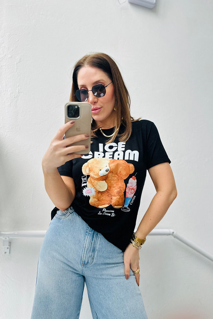T-Shirt Feminina Tradicional Teddy Ice Cream